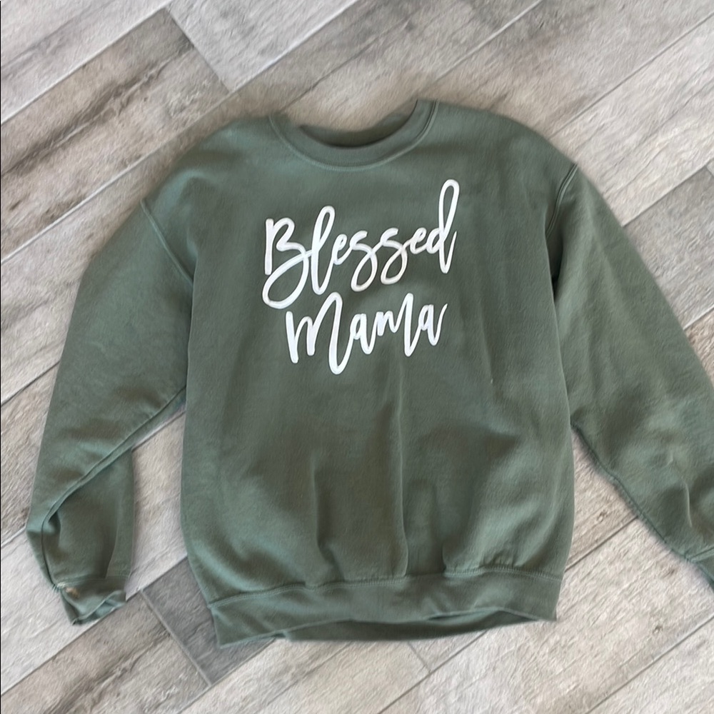 Gildan Long Sleeve Tee - Green 'Blessed Mama'